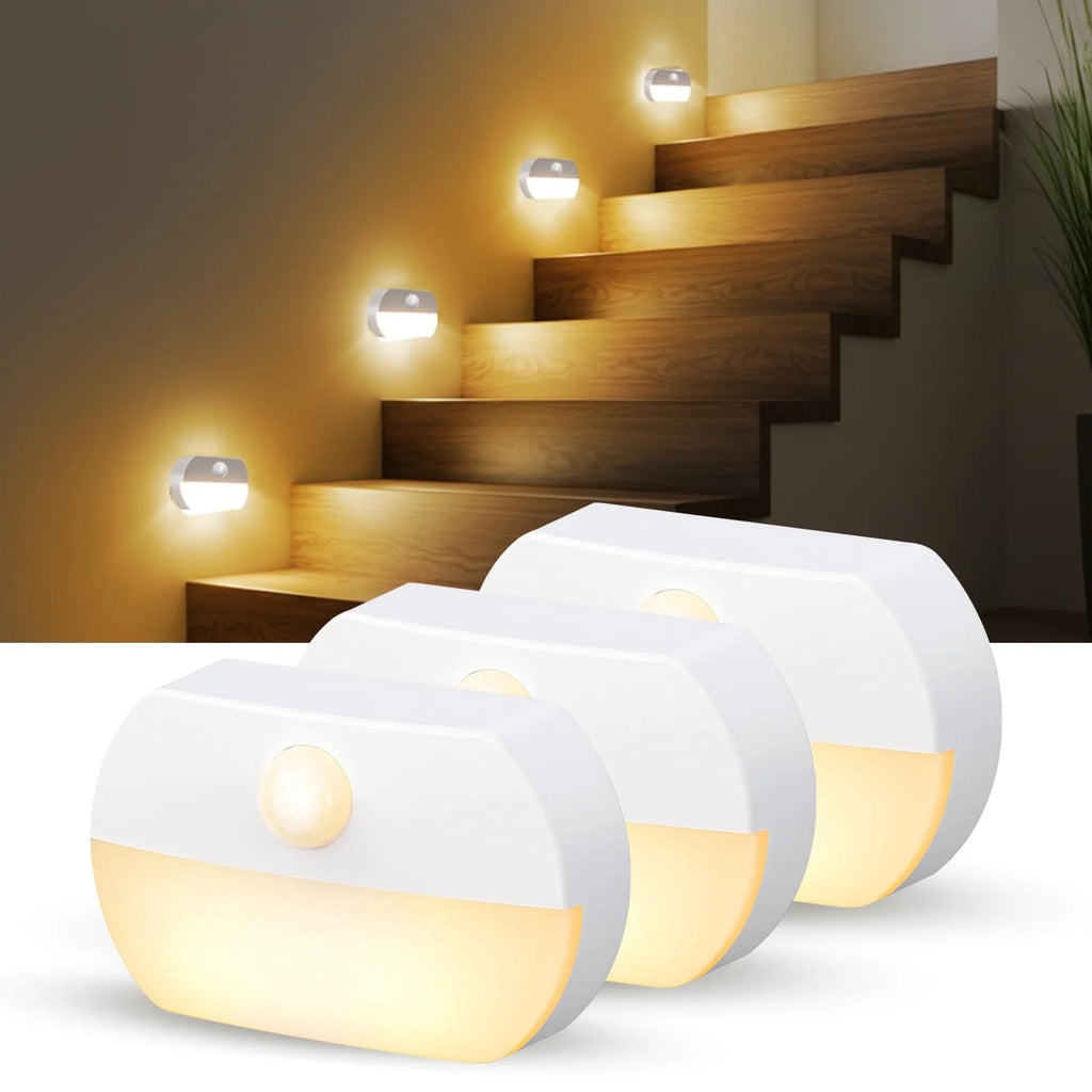 Motion Sensor Lights Indoor, No Wiring, 3 Pack