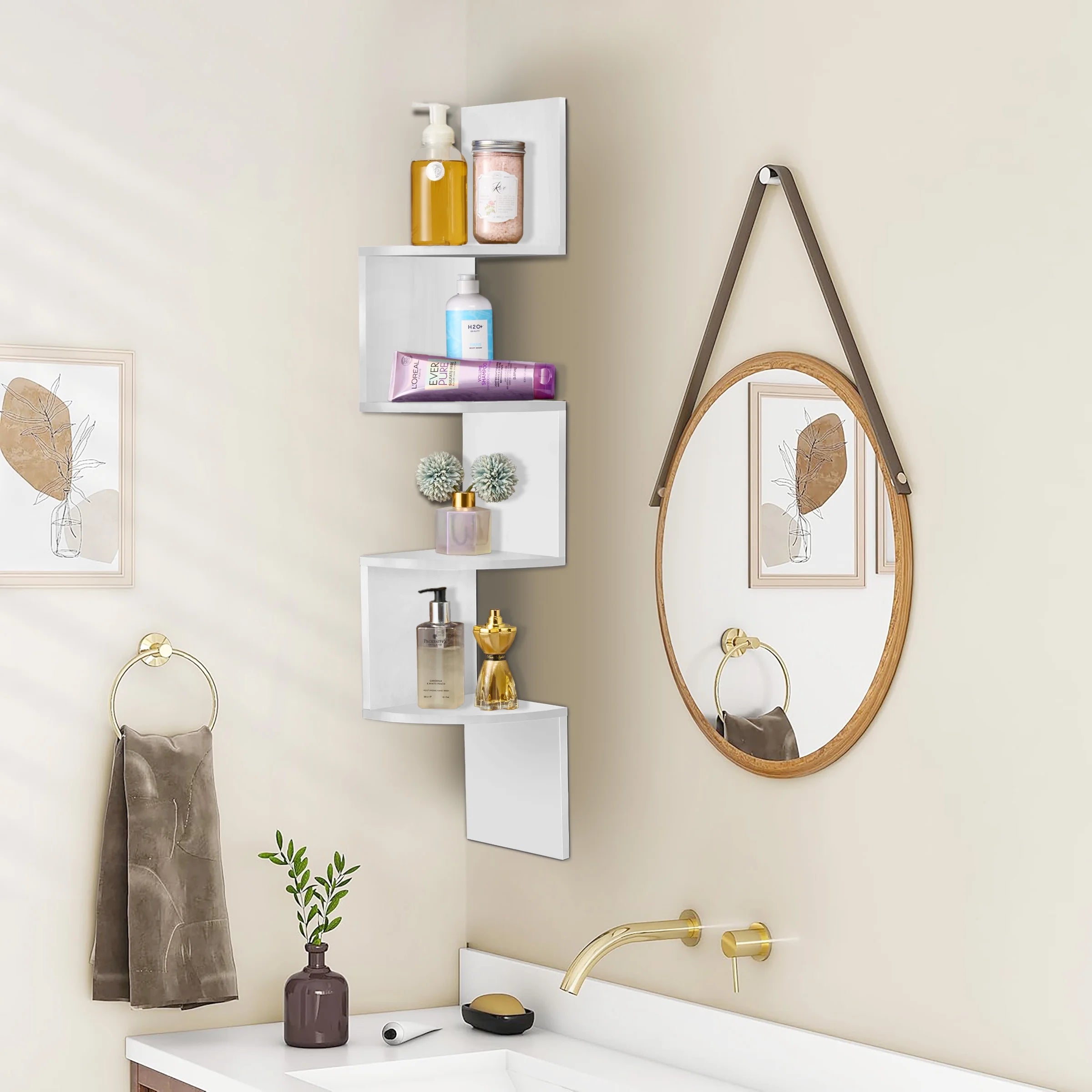 Zig Zag Corner Wall Shelf