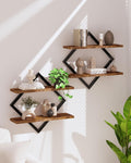 Floating Shelves, Set of 2 Wall Shelves, 2-Tier Hanging Shelves, Wall Shelf Set